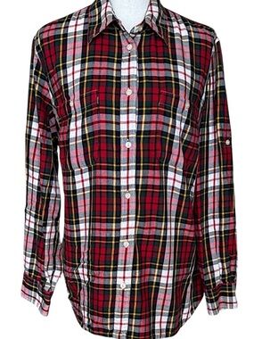 Ralph Lauren Jeans Co Red Plaid Flannel Button-Down Shirt Cabincore Basic Staple